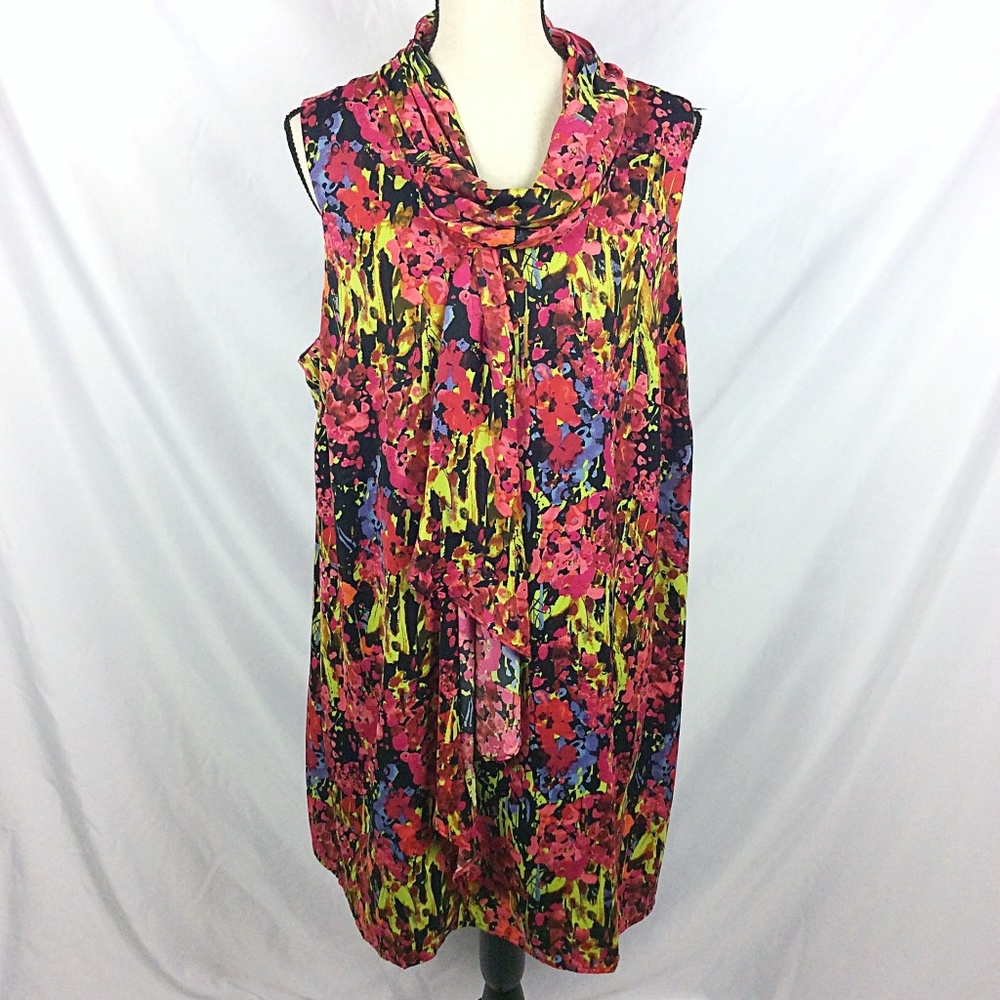 Lane Bryant Sleeveless Scarf Neck Shift Dress